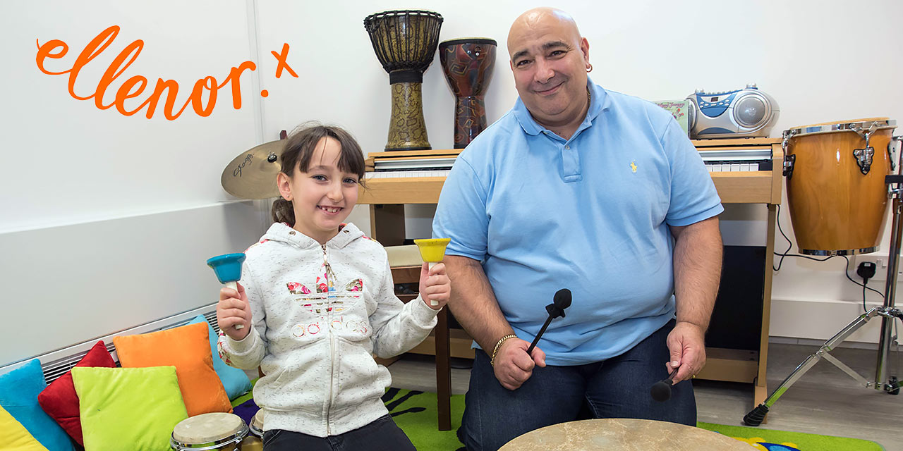 Dad and daughter enjoying the new creative therapies room