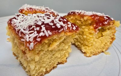 Old School Jammy Coconut Sponge